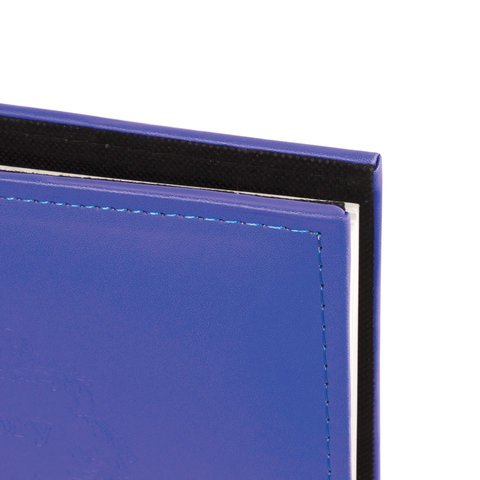 Фотоальбом BRAUBERG 20 магнитных листов, 23х28 см, под гладкую кожу, на кольцах, синий, 391124