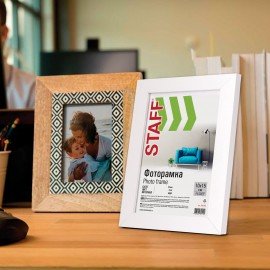 Рамка 10х15 см белая STAFF "Grand", багет 18 мм, стекло, МДФ, 391208