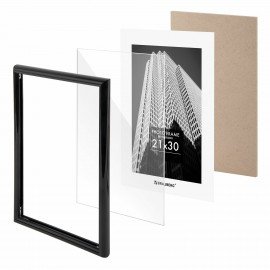 Рамка 21х30 см небьющаяся, багет 14 мм, пластик, BRAUBERG "Original", черная, 391229