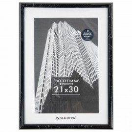 Рамка 21х30 см небьющаяся, багет 14 мм, пластик, BRAUBERG "Original", черная, 391229
