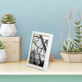 Рамка 10х15 см небьющаяся, багет 14,6 мм, пластик, BRAUBERG "Original Line", белая/золото, 391235