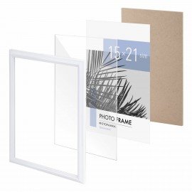 Рамка 15х21 см небьющаяся, багет 17,5 мм, пластик, BRAUBERG "Colorful", белая, 391240