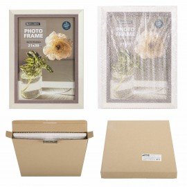 Рамка 21х30 см небьющаяся, багет 30 мм, пластик, BRAUBERG "Lambert", слоновая кость/капучино, 391251