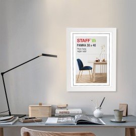 Рамка 30*40 см небьющаяся, багет 30 мм, МДФ, STAFF "Style", белая, 391339