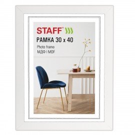 Рамка 30*40 см небьющаяся, багет 30 мм, МДФ, STAFF "Style", белая, 391339