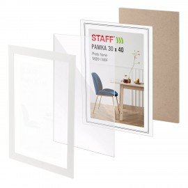 Рамка 30*40 см небьющаяся, багет 30 мм, МДФ, STAFF "Style", белая, 391339