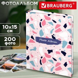 Фотоальбом BRAUBERG на 200 фото 10*15см, твердая обложка, "Terrazzo", 391423