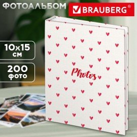 Фотоальбом BRAUBERG на 200 фото 10*15см, твердая обложка, "Cute hearts", 391427