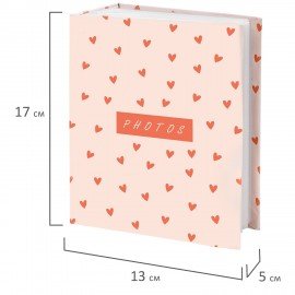 Фотоальбом BRAUBERG на 100 фото 10*15 см, твердая обложка, "Pink hearts", 391436