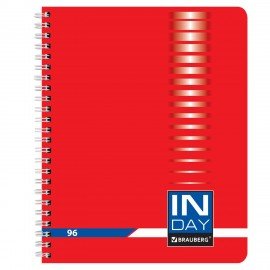 Тетрадь А5, 96 л., BRAUBERG, гребень, клетка, обложка картон, "INDAY", 400526