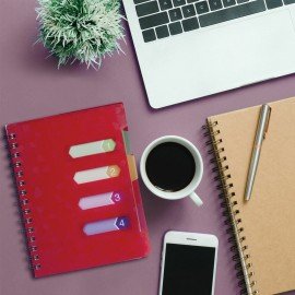 Тетрадь-блокнот 120 л., A5, 170x215 мм, BRAUBERG, линия, гребень, обложка пластиковая, 4 разделителя, "Rich", 401791