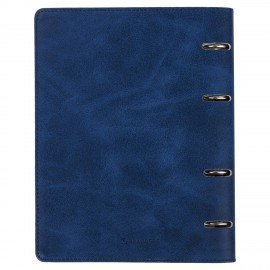 Тетрадь на кольцах А5 (180х220 мм), 120 листов, под кожу, клетка, BRAUBERG "Main", синий, 402005