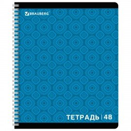 Тетрадь А5, 48 л., BRAUBERG, гребень, клетка, обложка картон, МОНОХРОМ 2, 402046