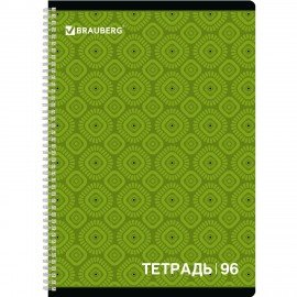 Тетрадь А4, 96 л., BRAUBERG, гребень, клетка, обложка картон, МОНОХРОМ 2, 402058