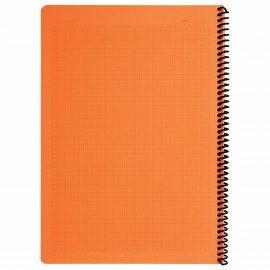Тетрадь обложка пластик, А4, 80 л., спираль пластик, клетка, BRAUBERG "Metropolis", оранжевый, 403395