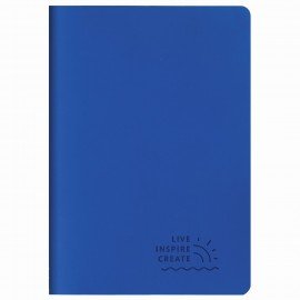 Тетрадь 48 л. в клетку обложка кожзам SoftTouch, сшивка, A5 (147х210мм), СИНИЙ, BRAUBERG RAINBOW, 403876