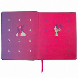 Тетрадь А5 (168х208 мм), 80 л., сшивка, клетка, под кожу, BRAUBERG VISTA, "Ultraviolet", 403914