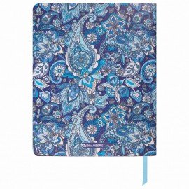 Тетрадь А5 (168х208 мм), 80 л., сшивка, клетка, под кожу, BRAUBERG VISTA, "Paisley", 403925