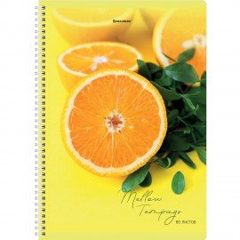 Тетрадь А4, 80 л., BRAUBERG, гребень, клетка, обложка картон, "Фрукты", 404051