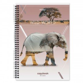 Тетрадь А4, 80 л., BRAUBERG, гребень, клетка, глянцевый лак, WILD, 404052