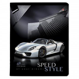 Тетрадь А5 48л. АЛЬТ скоба, клетка, глянцевый лак, "Машина. Жажда скорости" (5 видов), 7-48-432