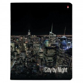 Тетрадь А5 48 л. АЛЬТ скоба, клетка, глянцевый лак, "Ночные города" (5 видов), 7-48-727