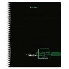 Тетрадь А5 48 л. BRAUBERG, гребень, клетка, глянцевая ламинация, "Dark" (микс в спайке), 404341