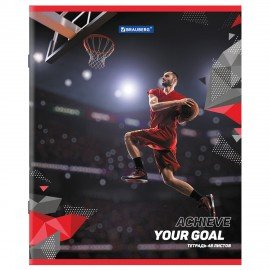 Тетрадь А5 48 л. BRAUBERG скоба, клетка, обложка картон, "Sport Club" (микс в спайке), 404363