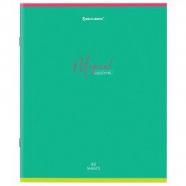 Тетрадь А5 48 л. BRAUBERG скоба, линия, обложка картон, "Magical Colors" (микс в спайке), 404385