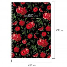 Тетради КОМПЛЕКТ 2 шт., А4, 96 л., BRAUBERG гребень, клетка, глянцевый лак, "Гранаты", 404389