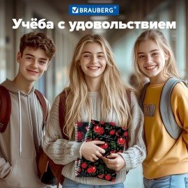 Тетради КОМПЛЕКТ 2 шт., А4, 96 л., BRAUBERG гребень, клетка, глянцевый лак, "Гранаты", 404389