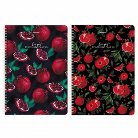 Тетради КОМПЛЕКТ 2 шт., А4, 96 л., BRAUBERG гребень, клетка, глянцевый лак, "Гранаты", 404389