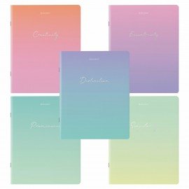 Тетради КОМПЛЕКТ 5 шт. А5, 48 л. BRAUBERG, скоба, клетка, SoftTouch, фольга, "Inspiration", 404399