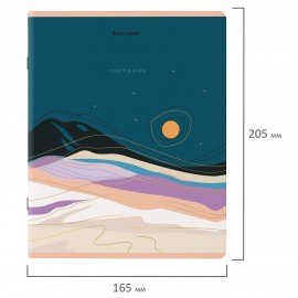 Тетради КОМПЛЕКТ 5 шт. А5, 48 л. BRAUBERG, скоба, клетка, SoftTouch, фольга, "Mountains", 404400