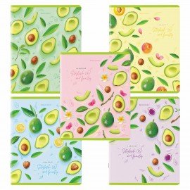 Тетради ДЭК А5 96 л. КОМПЛЕКТ 5 шт., BRAUBERG скоба, клетка, глянцевый лак, "Авокадо", 404401