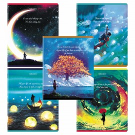 Тетради КОМПЛЕКТ 5 шт., А5, 96 л., BRAUBERG скоба, клетка, глянцевый лак, "Dream World", 404402