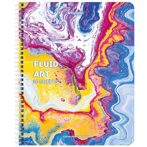 Тетрадь А5 80 л. BRAUBERG гребень, клетка, обложка картон, "Colorful Art" (микс в спайке), 404414