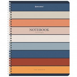 Тетрадь А5 120 л. BRAUBERG, гребень, клетка, обложка картон, "Classic" (микс в спайке), 404446