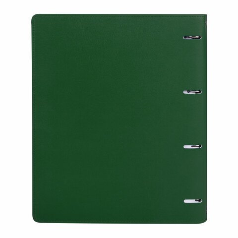 Тетрадь на кольцах БОЛЬШАЯ А4 (240х310 мм), 120 листов, под кожу, клетка, BRAUBERG "Joy", зелёный/светло-зелёный, 404508