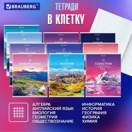 Тетради предметные, КОМПЛЕКТ 12 ПРЕДМЕТОВ, 48 л., обложка картон, BRAUBERG, "КЛАССИКА NATURE", 404605