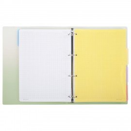 Тетрадь на кольцах БОЛЬШАЯ 305х235 мм А4, 120 л., пластик, с разделителями, BRAUBERG, Зеленый, 404625