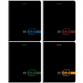 Тетради ДЭК А5 48 л. КОМПЛЕКТ 4 шт., BRAUBERG, гребень, клетка, глянцевый лак, "Dark", 404662