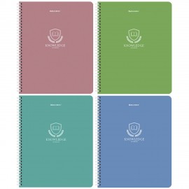 Тетради ДЭК А5 48 л. КОМПЛЕКТ 4 шт., BRAUBERG, гребень, клетка, матовая ламинация, "Knowledge", 404663