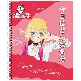 Тетради ДЭК А5 48 л. КОМПЛЕКТ 4 шт., BRAUBERG, гребень, клетка, глянцевый лак, "Anime Girl", 404664