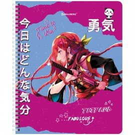 Тетради ДЭК А5 48 л. КОМПЛЕКТ 4 шт., BRAUBERG, гребень, клетка, глянцевый лак, "Anime Girl", 404664