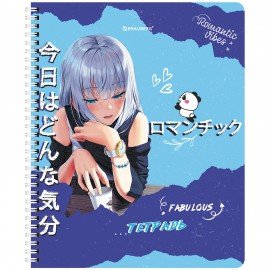 Тетради ДЭК А5 48 л. КОМПЛЕКТ 4 шт., BRAUBERG, гребень, клетка, глянцевый лак, "Anime Girl", 404664