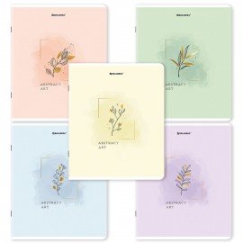 Тетради ДЭК А5 48 л. КОМПЛЕКТ 5 шт. BRAUBERG, скоба, клетка, матовая ламинация, фольга, "Pastel Art", 404678