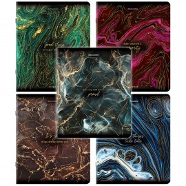 Тетради ДЭК А5 48 л. КОМПЛЕКТ 5 шт. BRAUBERG, скоба, клетка, SoftTouch, фольга, "Marble", 404680
