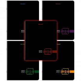 Тетради ДЭК А5 96 л. КОМПЛЕКТ 5 шт., BRAUBERG скоба, клетка, глянцевый лак, "Dark", 404694