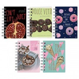 Блокнот МАЛЫЙ ФОРМАТ А6, 160 л., гребень, ламинированный картон, клетка, Альт, (5 видов), 3-160-010/02